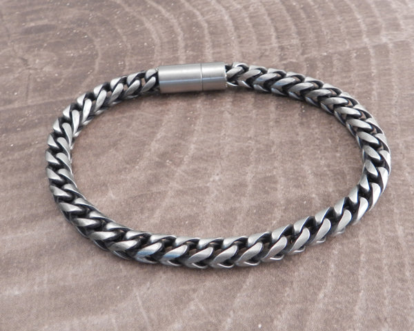 Franco Stainless Steel Round Magnetic Chain Bracelet