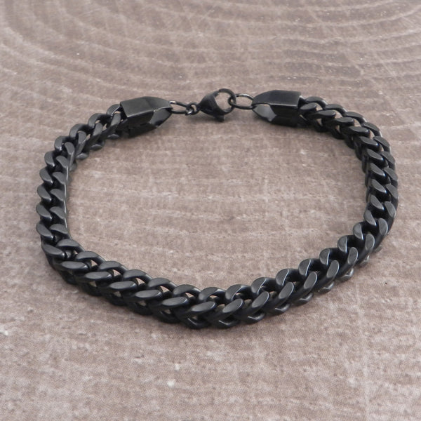 Franco Box Black Stainless Steel Bracelet 8.5
