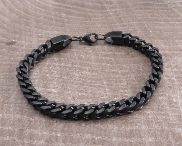 Franco Box Black Stainless Steel Bracelet 8.5