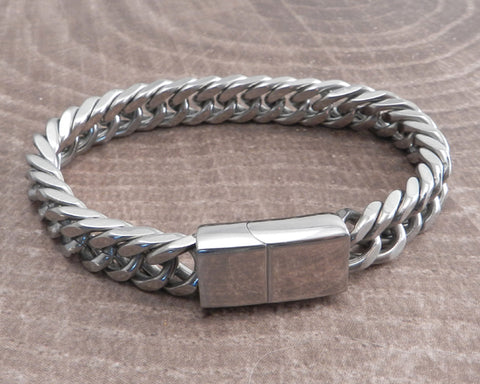 Cuban Coil Magnetic Lock Stainless Steel Bracelet 8.5