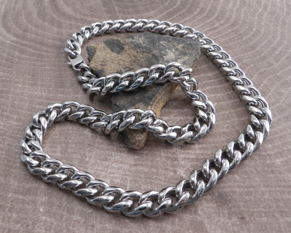 Cuban Smooth Leash XL 12mm Stainless Steel Necklace 22"