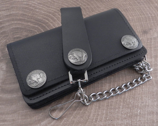 Leather Chain Wallet, Leather Biker Wallet, Guitar Pick Wallet with Chain