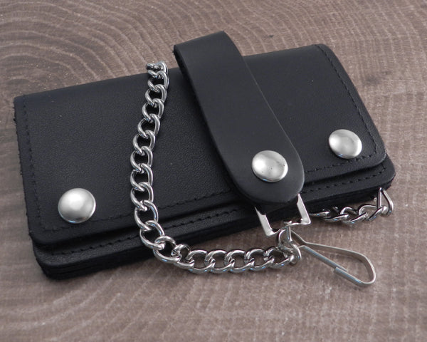 Chain Wallet Black Leather Biker | AMiGAZ Attitude Approved