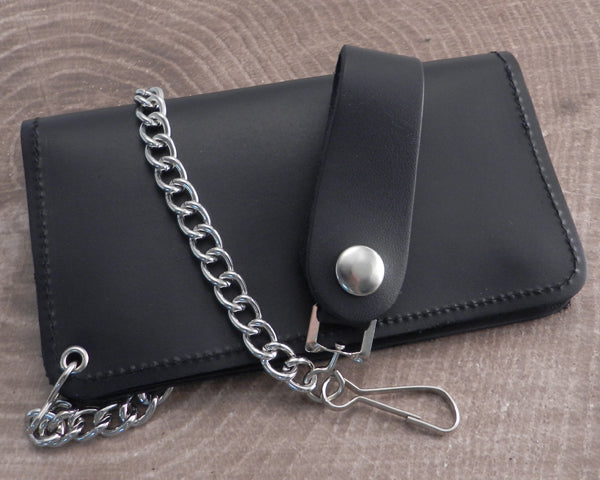 Biker Wallet Leather Chain in Black