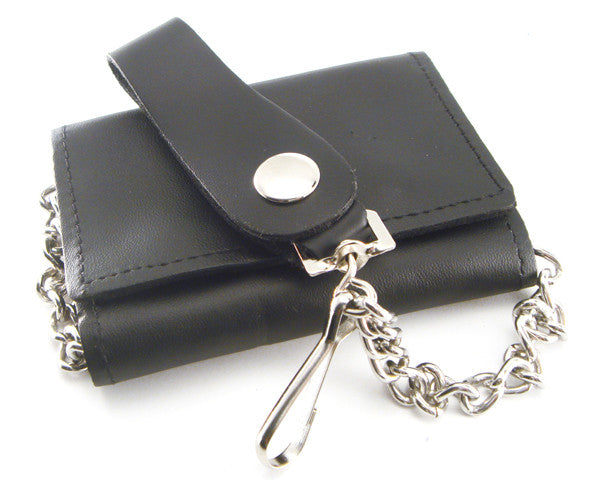 Chain Wallet Trifold Black Leather | AMiGAZ Attitude Approved