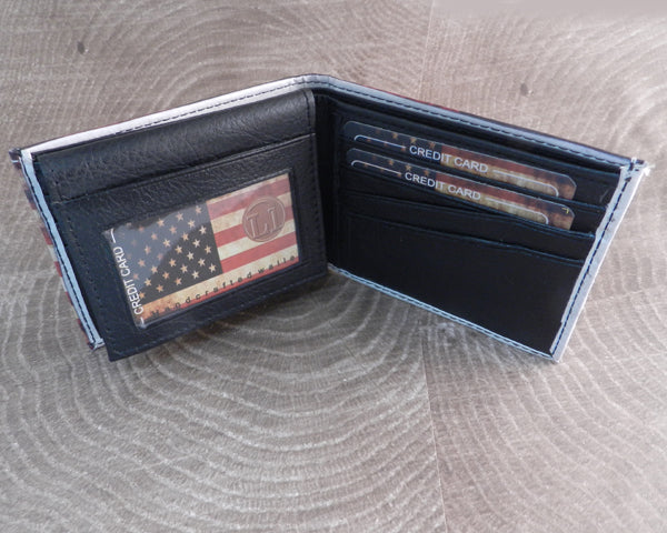 Vegan Leather Vintage Flag Bi-fold Wallet