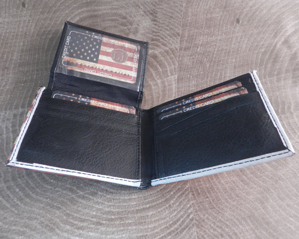 Vegan Leather Vintage Flag Bi-fold Wallet