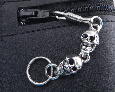 Zipper Pull with Multi Skull Head and Key Ring