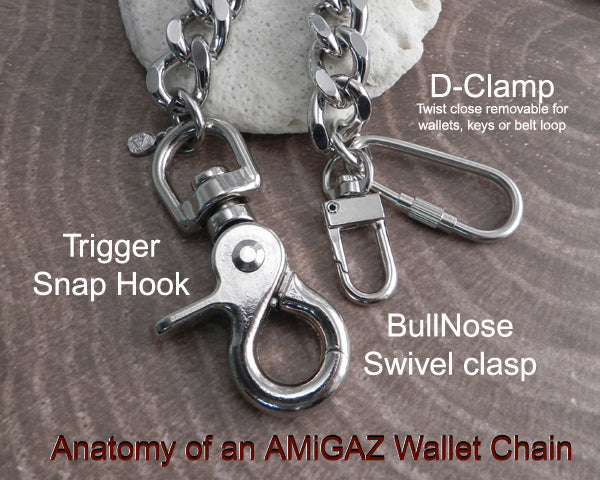 AMiGAZ Plain Leather Wallet Chain