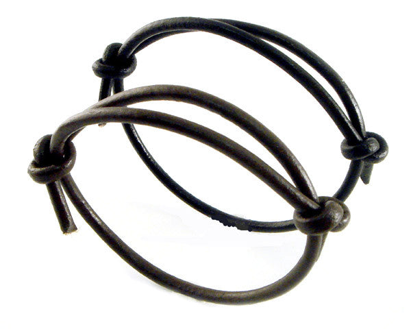 AMiGAZ Black Leather Adjustable Bracelet