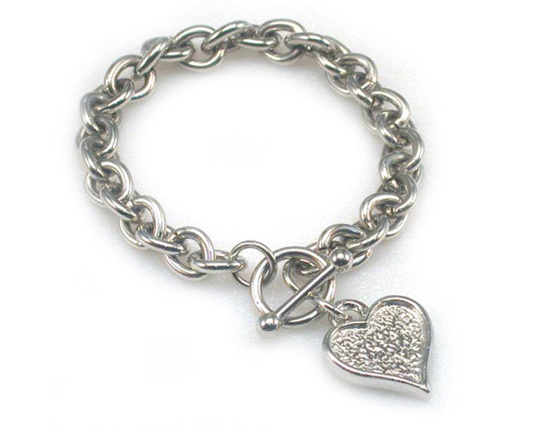 Teardrop Toggle Bracelet with Textured Heart