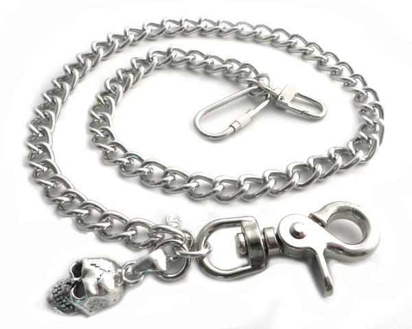 Shackle Smooth with Skull Pendant Wallet Chain 16"