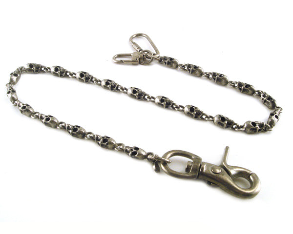 AMiGAZ Pewter Skull & Cut Leash Double Wallet Chain