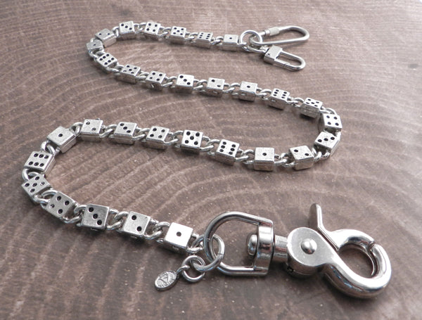 AMiGAZ Pewter Skull & Cut Leash Double Wallet Chain