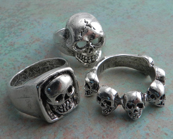 Mens Sterling Silver Cyclopia Berets Skull Ring - VVV Jewelry