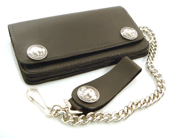 AMiGAZ Black Leather Biker Chain Wallet