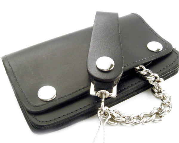 Black Leather Biker Chain Wallet