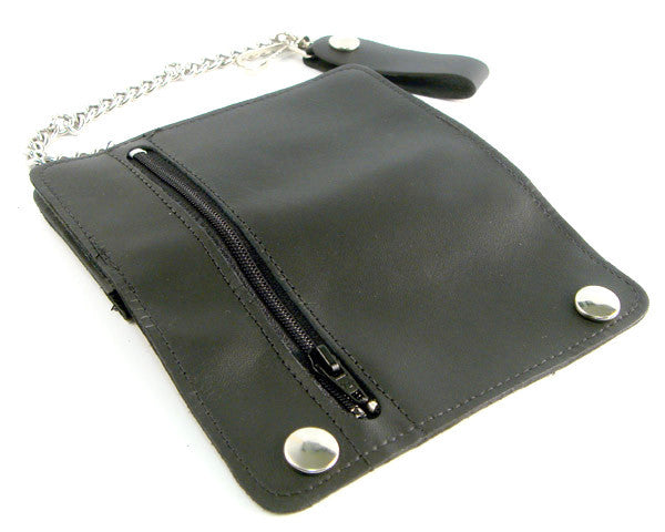 Bifold Leather Chain Wallet