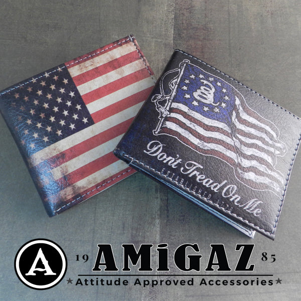 Vegan Leather Vintage Flag Bi-fold Wallet