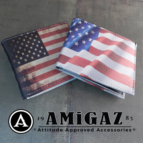 Vegan Leather Vintage Flag Bi-fold Wallet