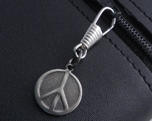 Zipper Pull with Peace coin